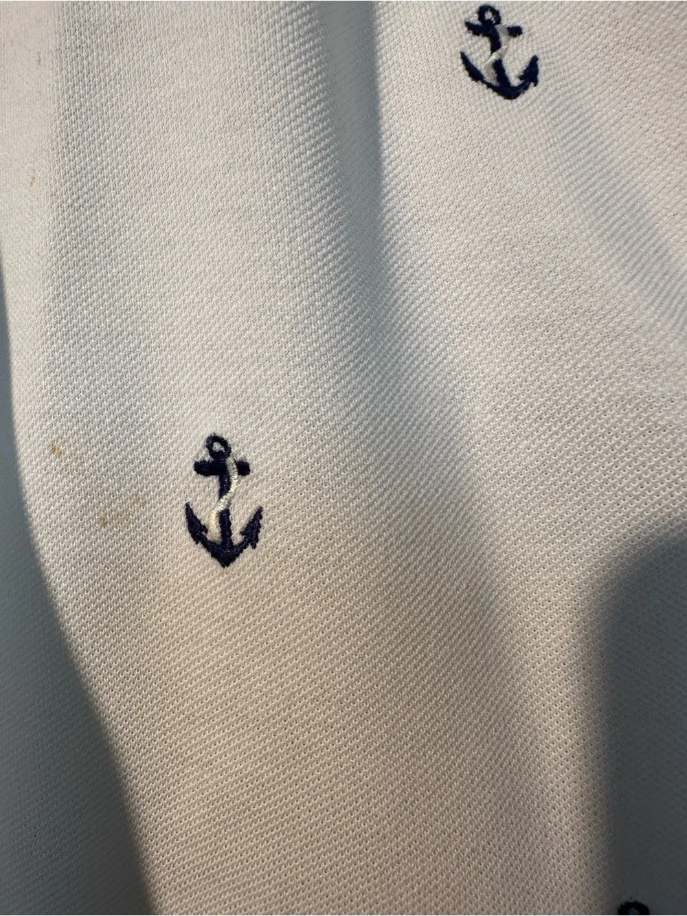 Ralph Lauren White Polo with Navy Anchor Motif
